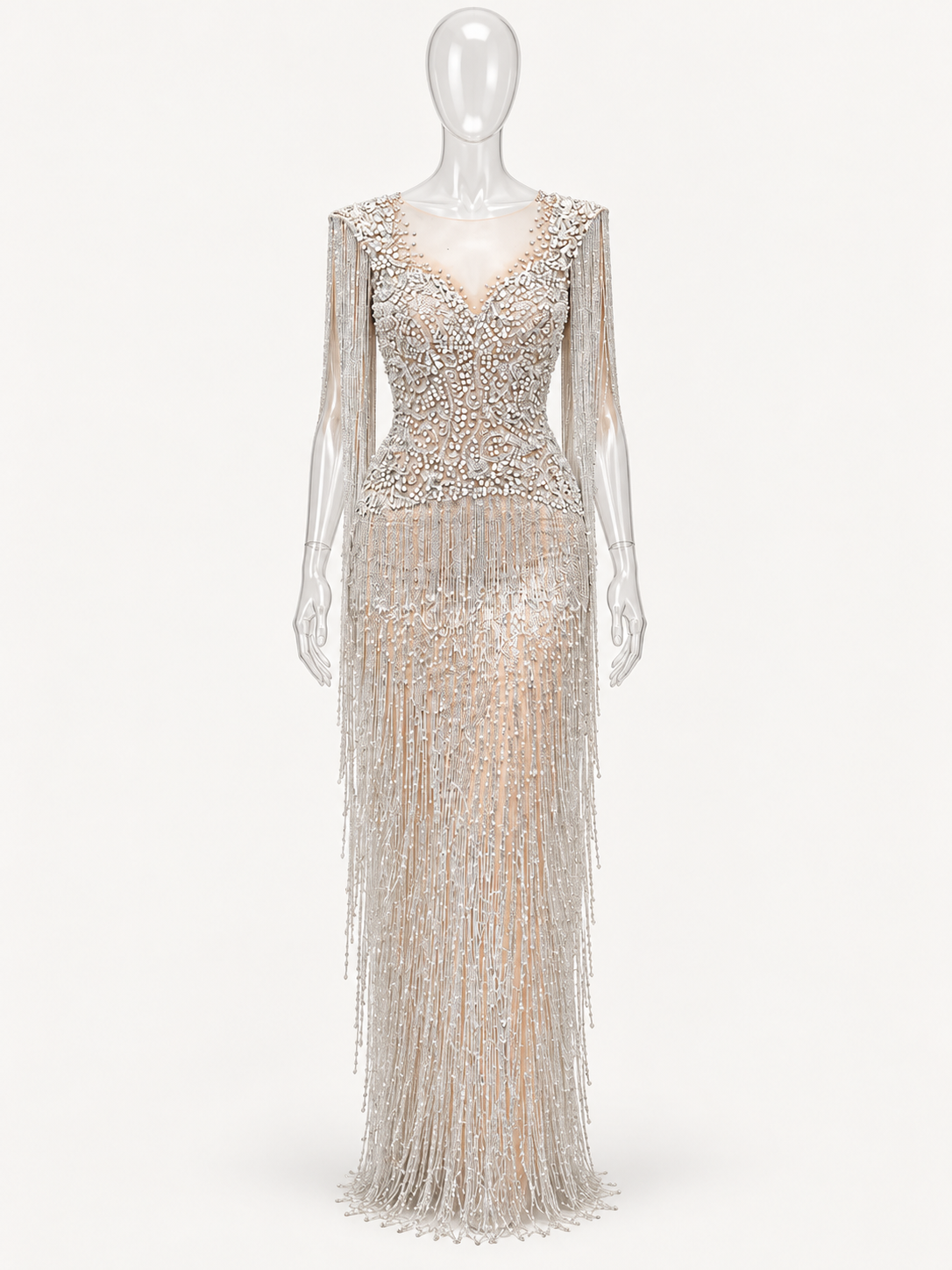 Illustrative studio view of Silver on a transparent mannequin