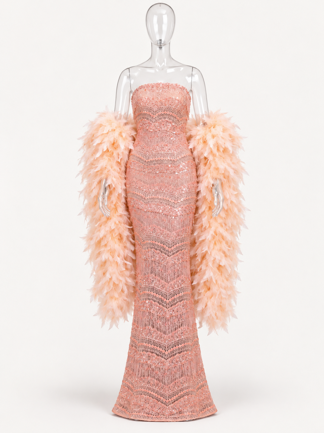 Illustrative studio view of Blush on a transparent mannequin