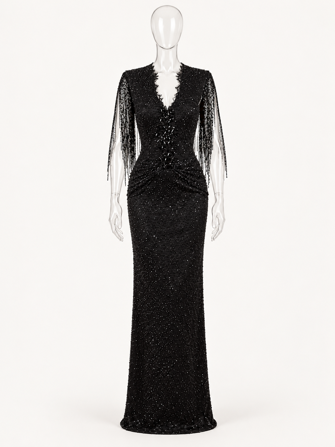 Illustrative studio view of Black on a transparent mannequin